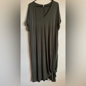 Emerald olive green knit dress